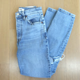 RE/DONE 90s High Rise Ankle Crop Jeans 60s Fade Destroyed Denim Size 25