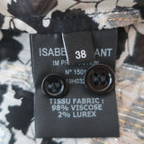 Isabel Marant Blouse Daws Black/White Metallic Fil Coupe Size 38 Long Sleeve Top