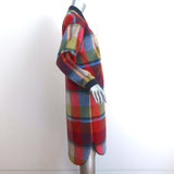 THE GREAT Plaid Long Bomber Jacket Multicolor Brushed Wool Size 1