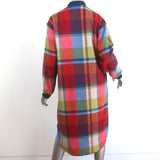 THE GREAT Plaid Long Bomber Jacket Multicolor Brushed Wool Size 1