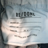RE/DONE High Rise Ankle Crop Jeans Mid 90s Comfort Stretch Denim Size 25