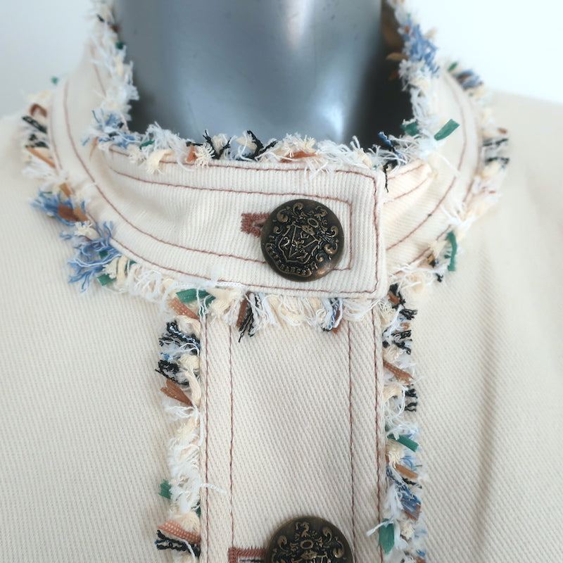 Veronica Beard Darren Tweed Cropped Jacket Ecru Cotton-Blend Size 10 NEW