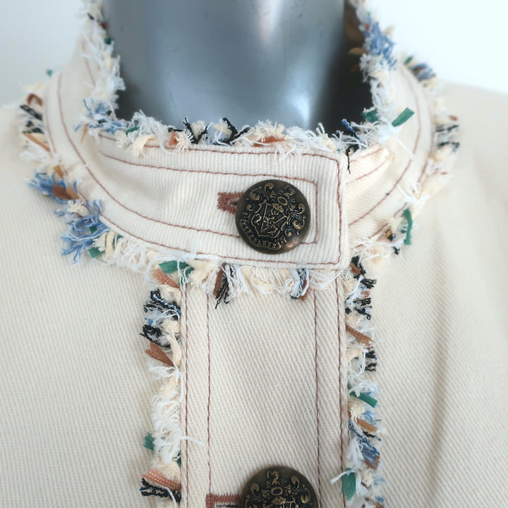 Veronica Beard Darren Tweed Cropped Jacket Ecru Cotton-Blend Size 10 NEW