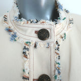 Veronica Beard Darren Tweed Cropped Jacket Ecru Cotton-Blend Size 10 NEW