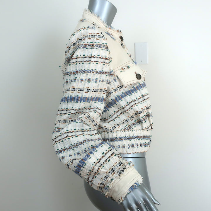 Veronica Beard Darren Tweed Cropped Jacket Ecru Cotton-Blend Size 10 NEW