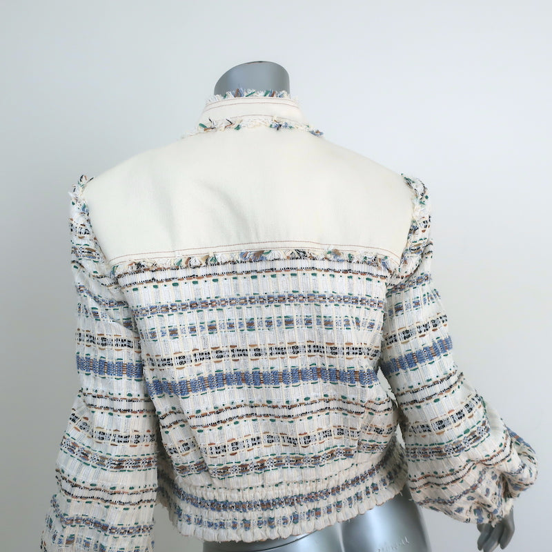 Veronica Beard Darren Tweed Cropped Jacket Ecru Cotton-Blend Size 10 NEW