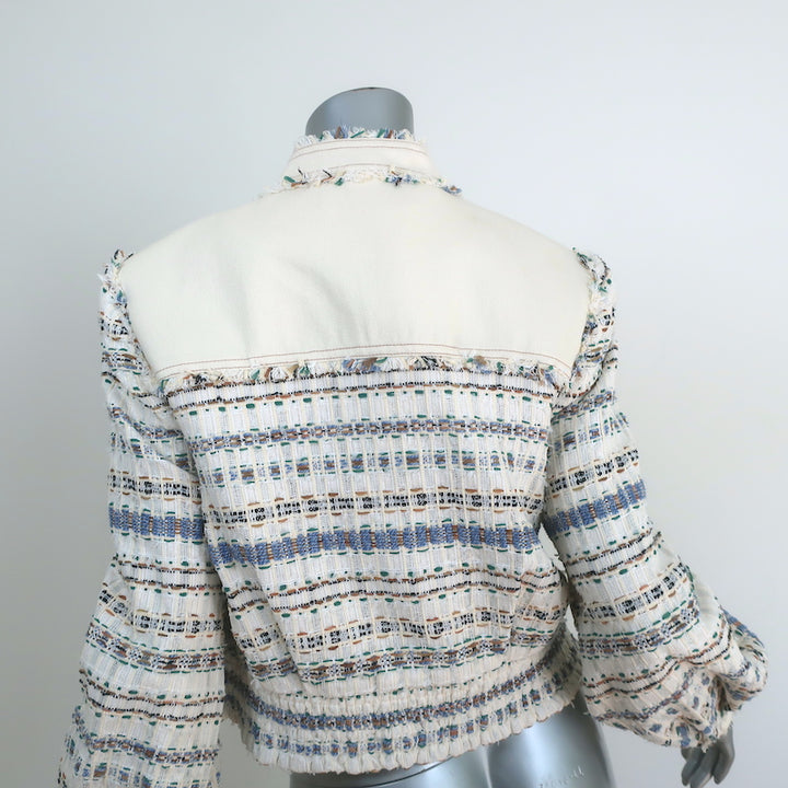 Veronica Beard Darren Tweed Cropped Jacket Ecru Cotton-Blend Size 10 NEW