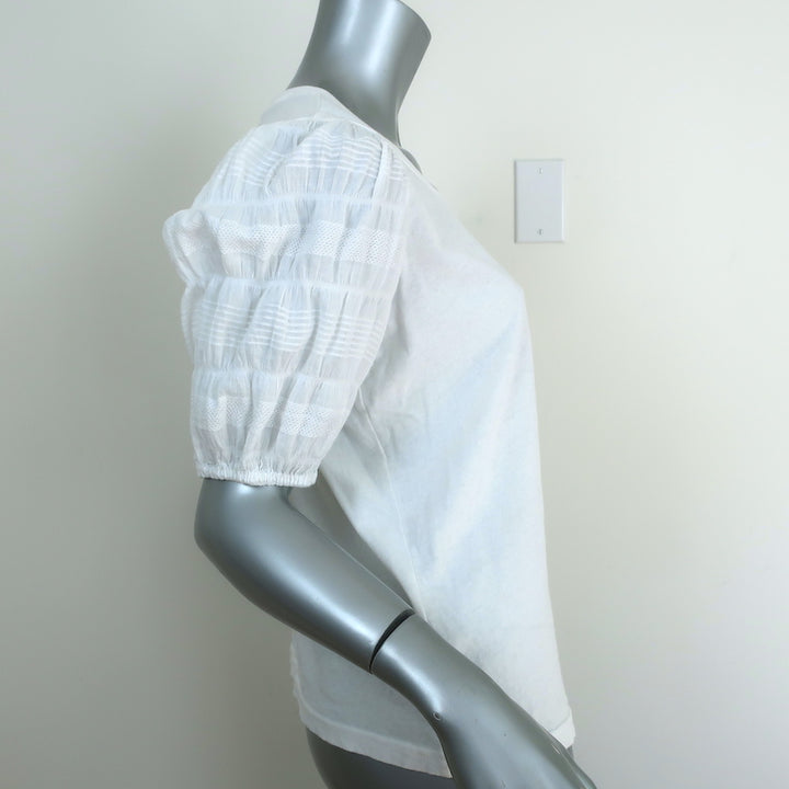 Rails Liza Seersucker Top White Cotton Size Medium Short Sleeve Tee