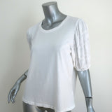 Rails Liza Seersucker Top White Cotton Size Medium Short Sleeve Tee