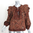 Ulla Johnson Ruffle Blouse Carissa Leopard Print Cotton Size 8 Tassel Tie Top