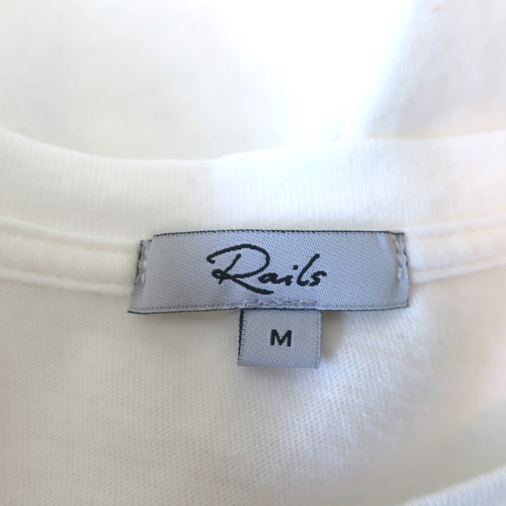 Rails Liza Seersucker Top White Cotton Size Medium Short Sleeve Tee