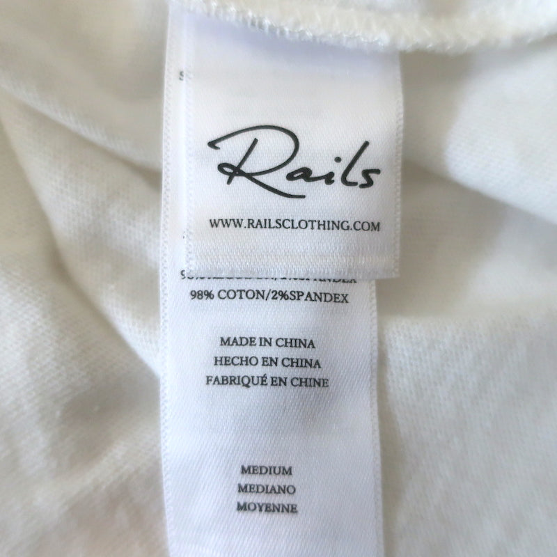 Rails Liza Seersucker Top White Cotton Size Medium Short Sleeve Tee