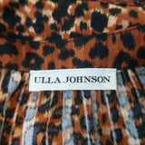 Ulla Johnson Ruffle Blouse Carissa Leopard Print Cotton Size 8 Tassel Tie Top