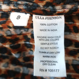 Ulla Johnson Ruffle Blouse Carissa Leopard Print Cotton Size 8 Tassel Tie Top