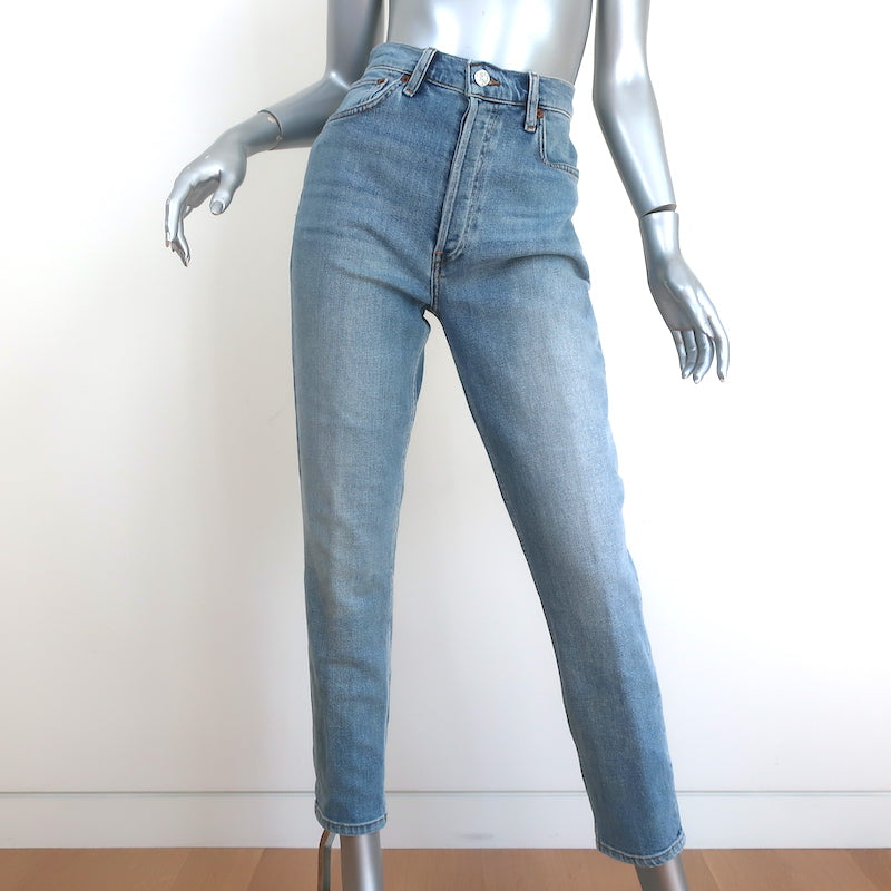 RE/DONE HIGH RISE ANKLE CROP - Slim fit jeans - light blue/blue denim 