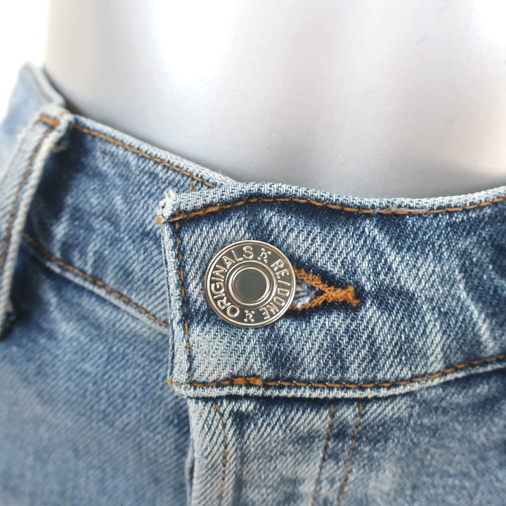 RE/DONE High Rise Ankle Crop Jeans Mid 90s Blue Stretch Denim Size 29