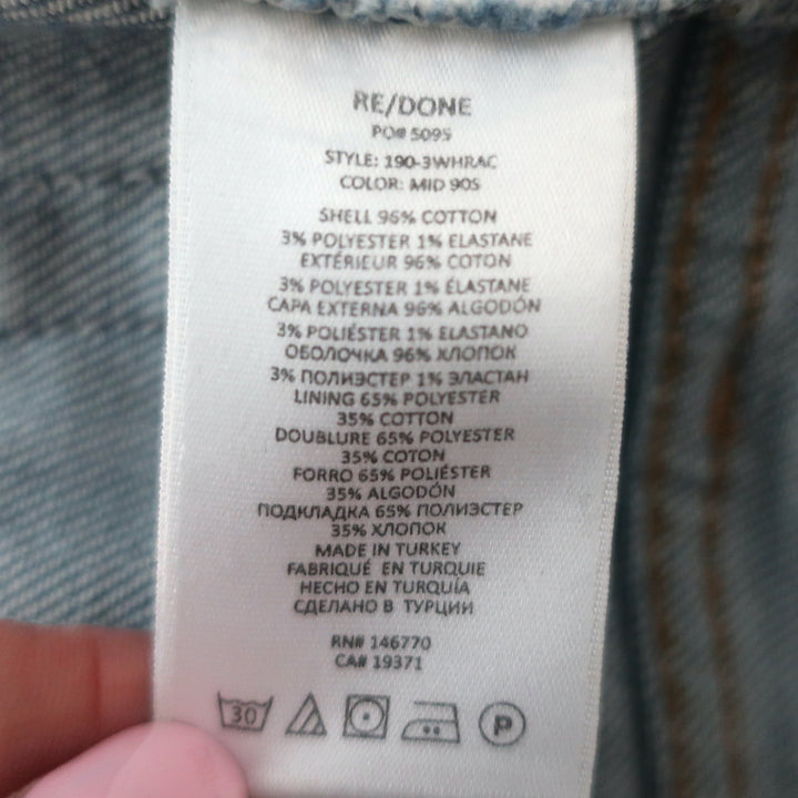 RE/DONE High Rise Ankle Crop Jeans Mid 90s Blue Stretch Denim Size 29