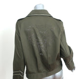 Zadig & Voltaire Crystal-Embellished Military Jacket Kalen Olive Size Medium