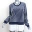 Derek Lam Denim Layered-Effect Sweatshirt Navy Striped Terry Size Large