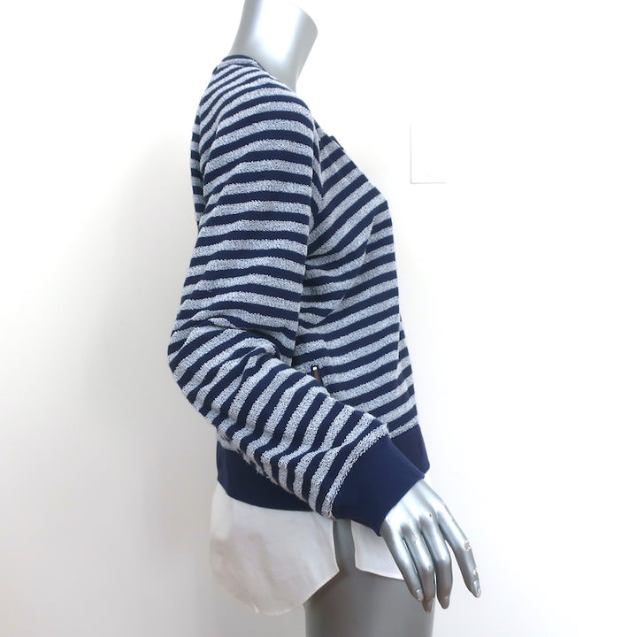 Derek Lam Denim Layered-Effect Sweatshirt Navy Striped Terry Size Large