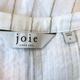 Joie Button Up Top Copper White/Gold Metallic Striped Pleated Cotton Size Medium