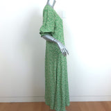 Mango Midi Dress Carol Green Ditsy Floral Print Crepe Size Extra Large