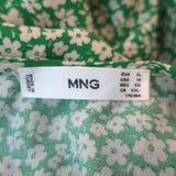 Mango Midi Dress Carol Green Ditsy Floral Print Crepe Size Extra Large