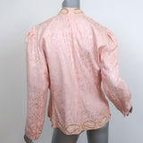 Vintage 1980s Sequined Silk Jacket Pink Jacquard Size 14