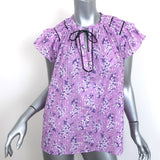 Ulla Johnson Top Ida Lilac Floral Print Size 10 Flutter Sleeve Blouse