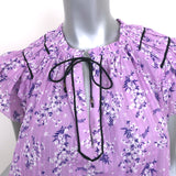 Ulla Johnson Top Ida Lilac Floral Print Size 10 Flutter Sleeve Blouse