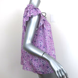 Ulla Johnson Top Ida Lilac Floral Print Size 10 Flutter Sleeve Blouse