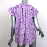 Ulla Johnson Top Ida Lilac Floral Print Size 10 Flutter Sleeve Blouse