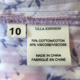 Ulla Johnson Top Ida Lilac Floral Print Size 10 Flutter Sleeve Blouse