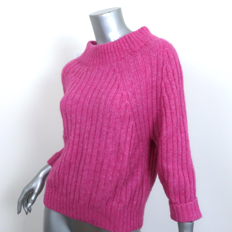 3.1 Phillip Lim Sweater Pink Wool-Alpaca Ribbed Knit Size Small 3/4 Sleeve