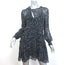 IRO Ruffled Mini Dress Honess Black Printed Chiffon Size 36 Long Sleeve
