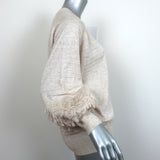THE GREAT Loop Fringe Sweater Oatmeal Wool-Blend Size 1 Crewneck Pullover