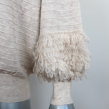 THE GREAT Loop Fringe Sweater Oatmeal Wool-Blend Size 1 Crewneck Pullover