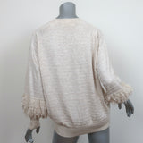 THE GREAT Loop Fringe Sweater Oatmeal Wool-Blend Size 1 Crewneck Pullover