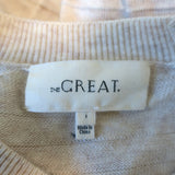 THE GREAT Loop Fringe Sweater Oatmeal Wool-Blend Size 1 Crewneck Pullover
