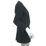 Helmut Lang Blazer Black Lamb Leather-Trim Smoking Wool Size 6 One Button Jacket