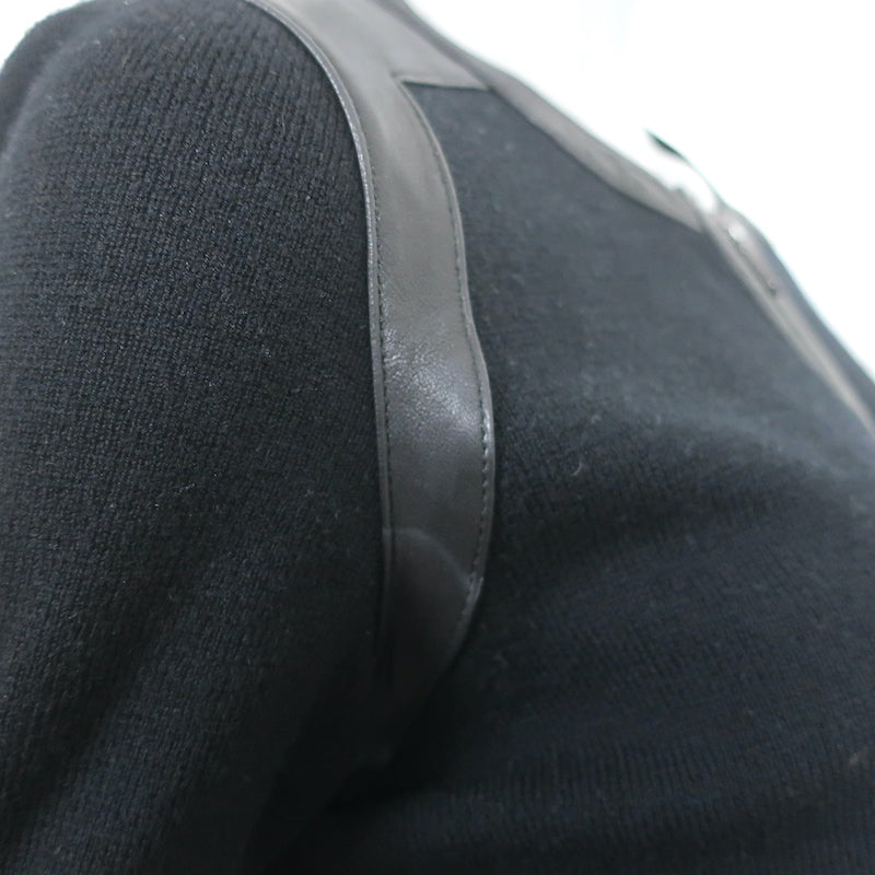 Rag &amp; Bone Jacket Black Leather-Trim Wool Knit Size Small
