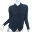 Chloe Scalloped-Front Cardigan Navy Wool Size Extra Small Collared Sweater