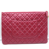 Chanel O Case Large Clutch Raspberry Quilted Leather