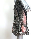 Roberto Cavalli Trumpet Skirt Pink/Black Animal Print Stretch Silk Size Medium