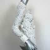 Saint Laurent Guipure Lace Blouse Cream Size 34 Long Sleeve Top