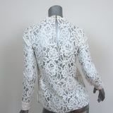 Saint Laurent Guipure Lace Blouse Cream Size 34 Long Sleeve Top