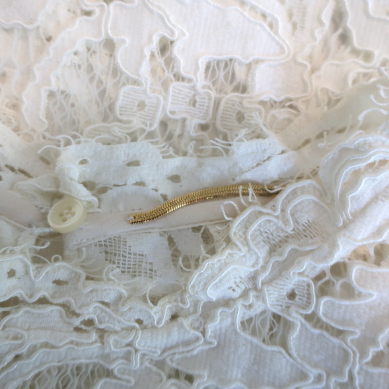 Saint Laurent Guipure Lace Blouse Cream Size 34 Long Sleeve Top