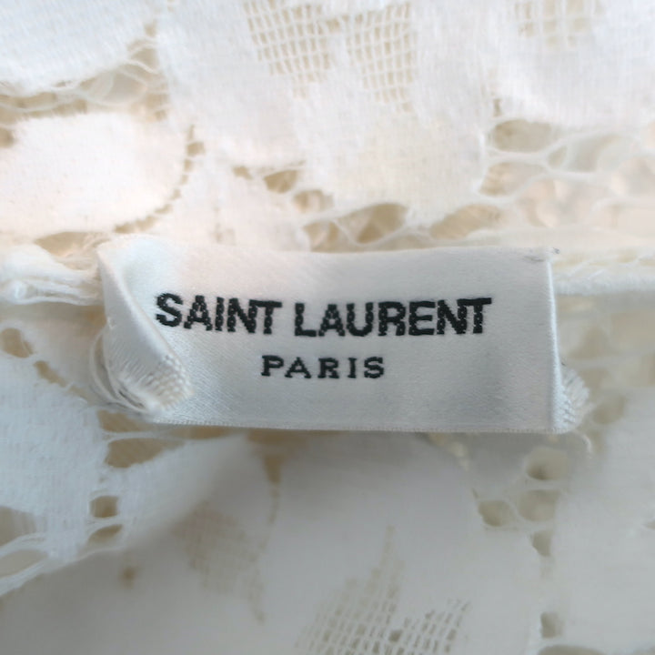 Saint Laurent Guipure Lace Blouse Cream Size 34 Long Sleeve Top