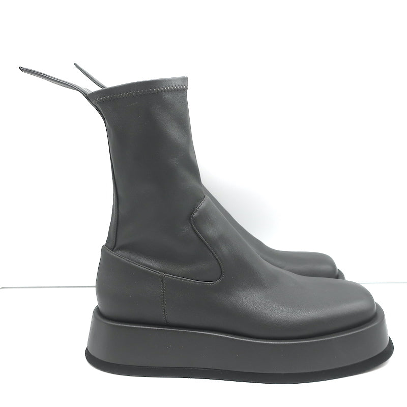 Gia Borghini Gia x RHW Rosie 11 Platform Ankle Boots Gray Leather Size 37 NEW
