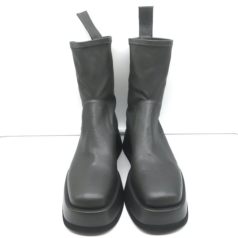 Gia Borghini Gia x RHW Rosie 11 Platform Ankle Boots Gray Leather Size 37 NEW